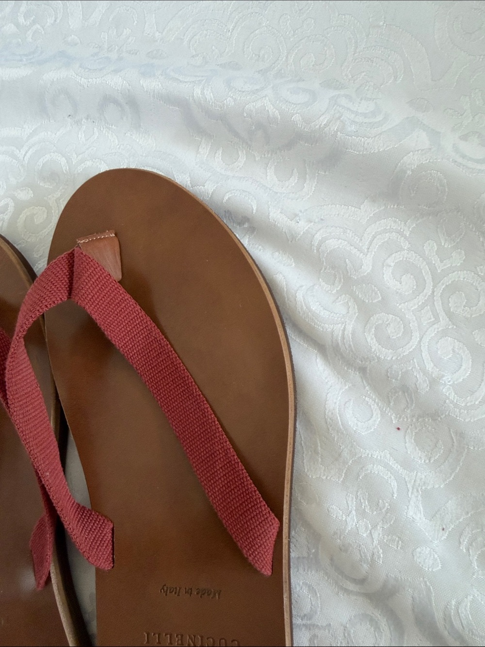 Brunello Cucinelli Brown Sandals with Red Straps - Picture 13 of 16